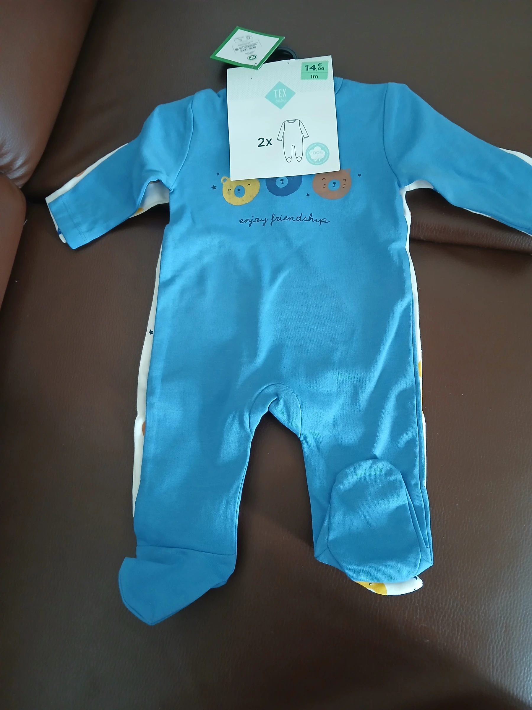 lot deux pyjamas en coton garcon tex baby 54 cm 1 mois